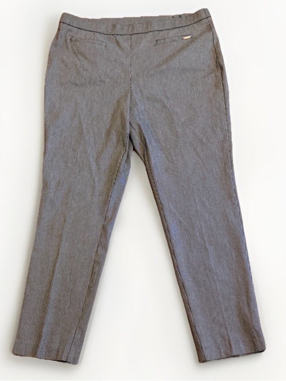 Jones New York Signature XL Black White Micro Check Ankle Pants Stretch